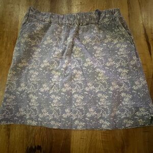 Sky Blue Floral Elastic-Waist Mini Skirt